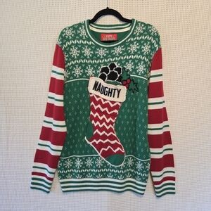 Urban Heritage Funny Green and Red Knit Holiday Sweater Lg